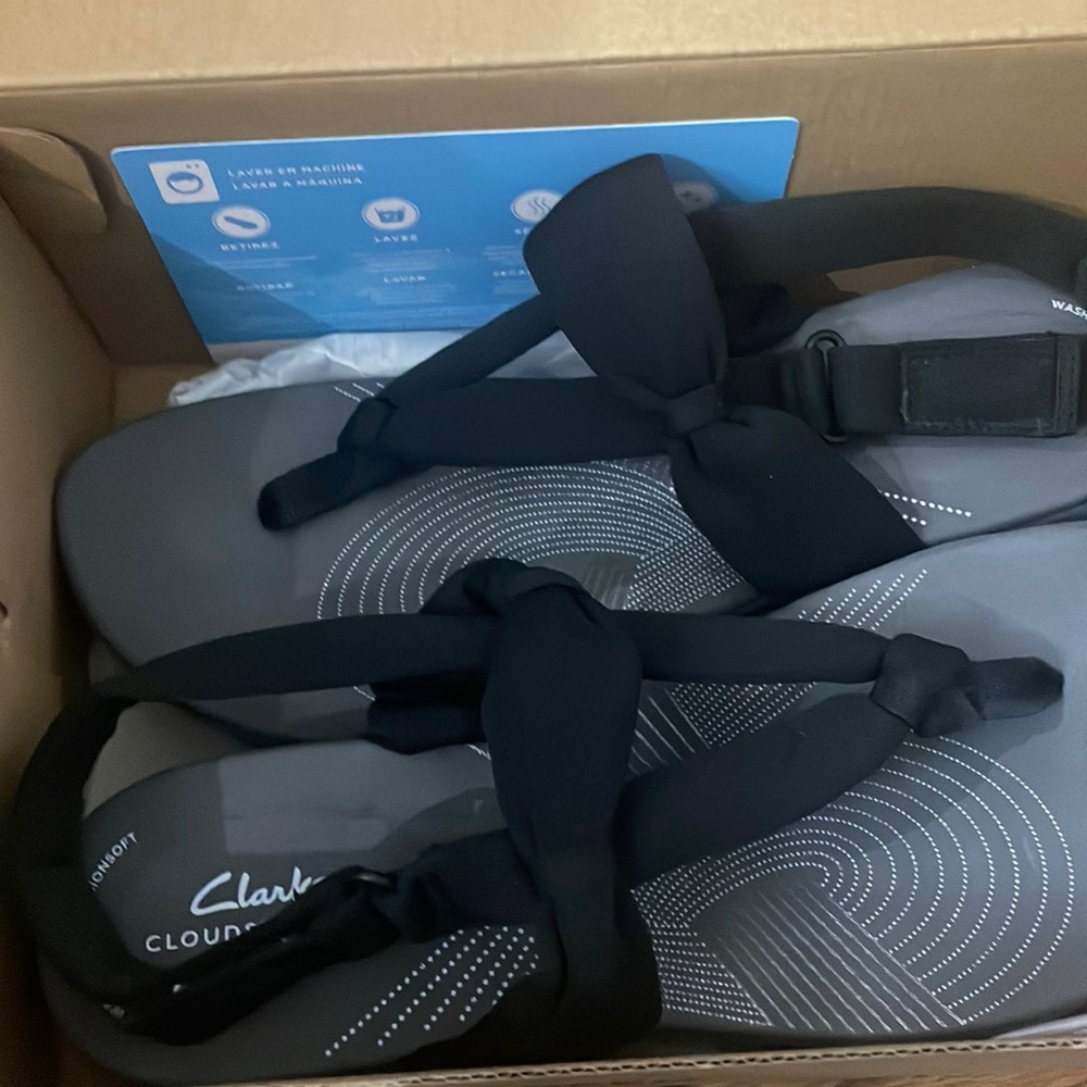 Sandals black with gray brand new never worn original tags